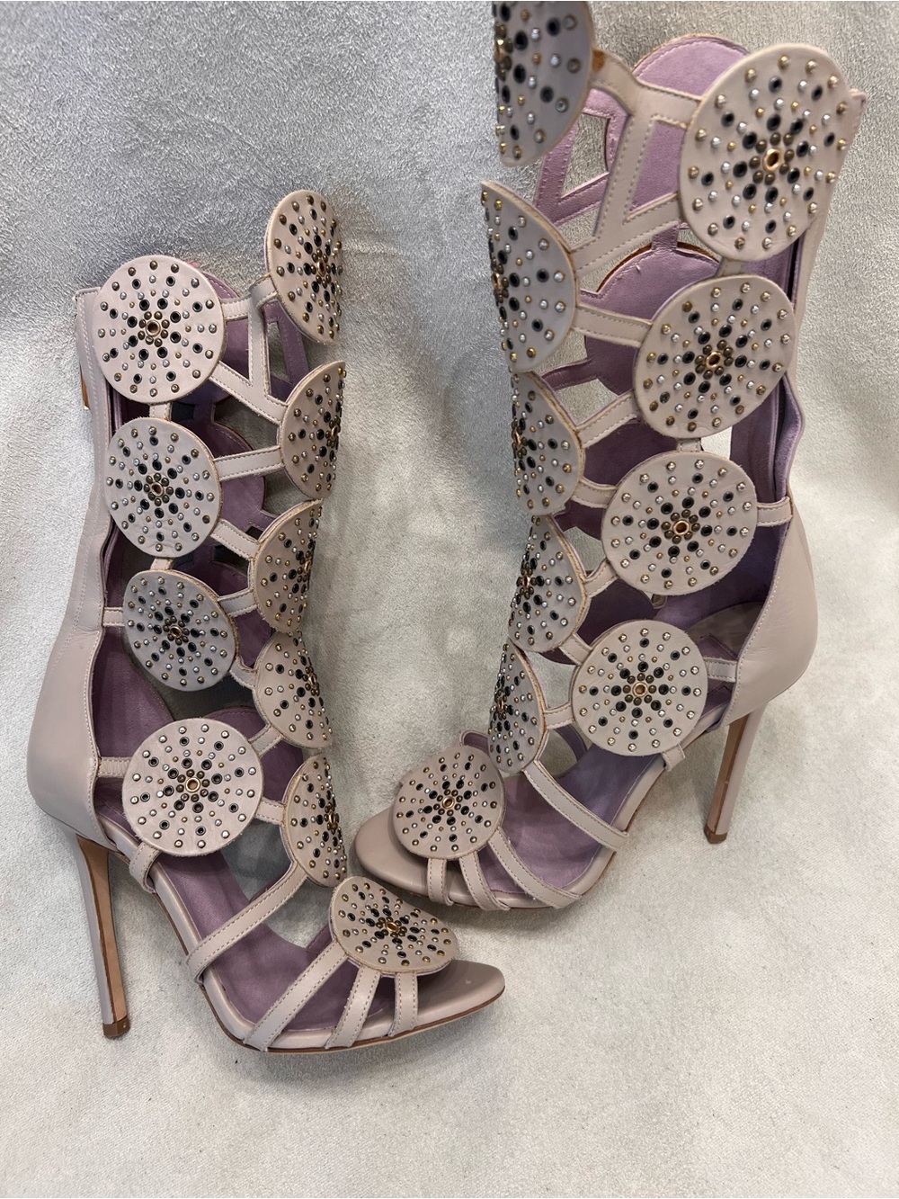 Herve Leger Gladiator Lavender Embellished Sandals